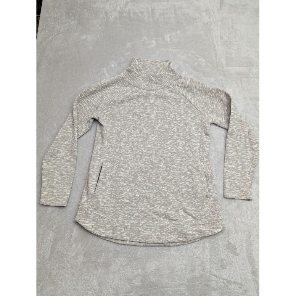 PrAna Sweater Womens XL Beige Mock Neck Pullover‎ Long Sleeve Raglan Pockets